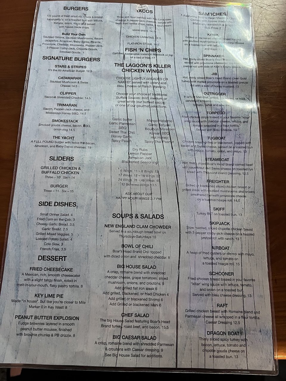 Menu board with grill favorites.